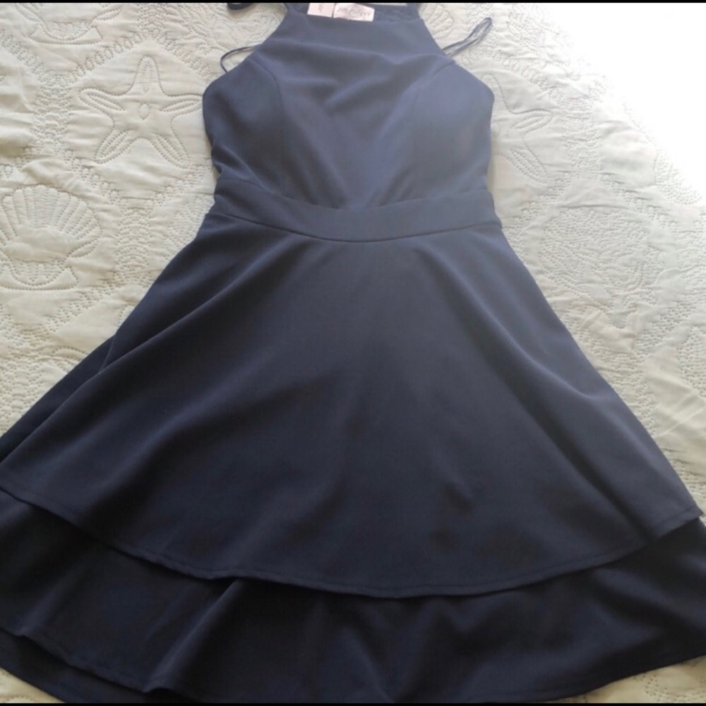 Francesca's Collections Navy Crochet Back Dress M Medium